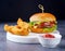 A simple hamburger on a white plate