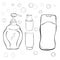 Simple Hand Draw Sketch Blank Liquid Soap, Shampoo, Mouth Wash, Tooth Paste, Water Drop and Bubble