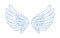 Simple hand drawn feather open wings vector illustration. Monochrome decorative elements of angel, bird or fairy