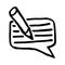 Simple hand-drawn outline chat message writing icon