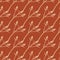 Simple hand drawn seamless stylized pattern with thorn branches silhouettes. Dark red background. Pastel palette