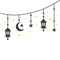 Simple hanging Arabic traditional lantern lamp for Ramadan Kareem, Eid Fitr or Adha Mubarak Greeting banner card. crescent moon