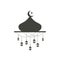 Simple hanging Arabic traditional Ramadan Kareem lantern on Mosque dome. Eid Fitr or Adha Mubarak lamp Greeting crescent moon and