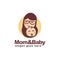 Simple happy mother and baby cartoon logo
