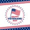 Simple happy veterans day logo badge poster background with usa flag vector illustration ornament