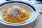 Simple  healthy italian risotto: rice with pumpkin pepper and parmisan cheese