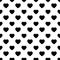 Simple heart shape seamless pattern in diagonal arrangement. Love and romantic theme background. Black and white vector