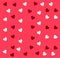 Simple hearts seamless vector pattern. Valentines day pink background. Flat design endless chaotic texture made of tiny heart