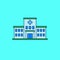 Simple hospital building vector illustration isolated on blue background