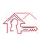 Simple housing key vector icon logo