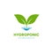 Simple hydroponic farm logo icon with natural green leaf and water ripple symbol