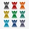 Simple icon Chess Rook sticker set