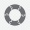 Simple icon circle puzzle in gray. Simple icon circle puzzle of the six elements on transparent background.