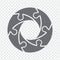 Simple icon circle puzzle in gray. Simple icon puzzle of the six elements  on transparent background