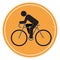 Simple icon cyclist, bike route sign. black silhouette