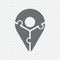 Simple icon geolocation sign puzzle in gray. Simple icon puzzle of three pieces on transparent background.