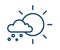 Simple icon with hail falling from cloud in sunny weather. Meteorology logo with sun and snow in line art style
