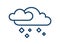 Simple icon with hailstones falling from clouds. Weather logo of hail or icy rain in line art style. Contoured flat