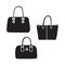 Simple icon handbag set, black bag design isolated white background