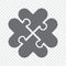 Simple icon hearts puzzle in gray. Simple icon puzzle of the four elements on transparent background for your  design, app, UI.