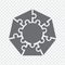 Simple icon heptagon puzzle in gray. Simple icon polygon puzzle of the  seven elements and center on transparent background
