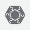 Simple icon hexagon puzzle in gray. Simple icon hexagon puzzle of the seven elements on transparent.