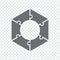 Simple icon hexagonal puzzle in gray. Simple icon puzzle of the six elements on transparent background.  Simple icon puzzle gear w