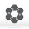 Simple icon hexagonal puzzles in gray. Simple icon puzzle of the six elements.