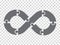 Simple icon Infinity puzzle in gray. Infinity puzzle of seven pieces on transparent background. Flat design.