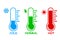 Simple icon, Liquid Thermometer, cold normal and Hot