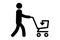 A simple icon of a man with cart