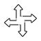 Simple icon with multidirectional arrows in four directions. Flat design