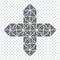 Simple icon polygonal puzzle in gray. Simple icon polygonal puzzle of forty eight elements on transparent background.  The Cross.