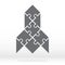 Simple icon  polygonal puzzle in gray. Simple icon polygonal puzzle of the nine elements on gray background. Puzzle of Rocket.