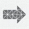 Simple icon polygonal puzzle in gray. Simple icon polygonal puzzle of twenty elements on transparent background.  Arrow