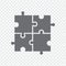 Simple icon puzzle in gray. Simple icon unfinished puzzle of four pieces on transparent background. Flat design.