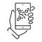 A simple icon of a smartphone scanning a qr code