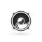 Simple icon of speaker. Isolated sound output object on white background