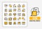 Simple Icons Set of Education Vector in yellow flat design. 64x64 Pixel Perfect