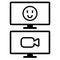 Simple icons to represent video chat and video conferencing concepts.