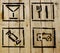 Simple icons on wooden background