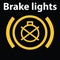 Simple illuminated car dashboard icon of brake light failure. Warning dashboard icon, DTC code