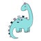 Simple illustration of cartoon dinosaur in crown, picture of cute brachiosaurus for any design. Best for kids dino party designs.