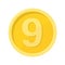 Simple illustration of coin with number nine Concept of internet icon