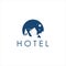 Simple illustration dark blue hotel logo design template