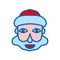 A simple illustration of Santa Claus. The face of Santa Claus. Icon, sticker with the image of the snow grandfather.