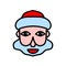 A simple illustration of Santa Claus. The face of Santa Claus. Icon, sticker with the image of the snow grandfather.
