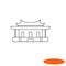 A simple illustration of a shadow casting line representing a symbol of Chinese philosophy - the Temple of the scientist and teach