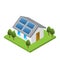 Simple isometric house with solar roof panels