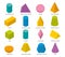 Simple isometric shapes. Multicolor isolated geometric elements, math objects for school studying and logo design. Cube